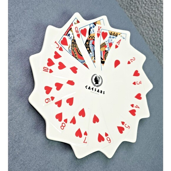 Caesars Indiana Collectible Ceramic Plate Fanned Hearts Cards Casino Decor Gift - Picture 8 of 10